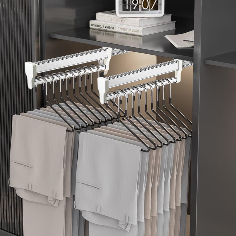 MAFAGE Pull Out Clothes Hanger Rod Adjustable Wardrobe Clothing Rail Hanger Rack Bar for Pants Clothes Stainless Steel (447mm/17.6inch) - Image 2